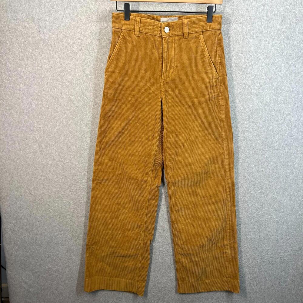 EVERLANE Corduroy Pant Brown Wide Leg Sz 0 Relaxed Straight Carmel Brown Cottage